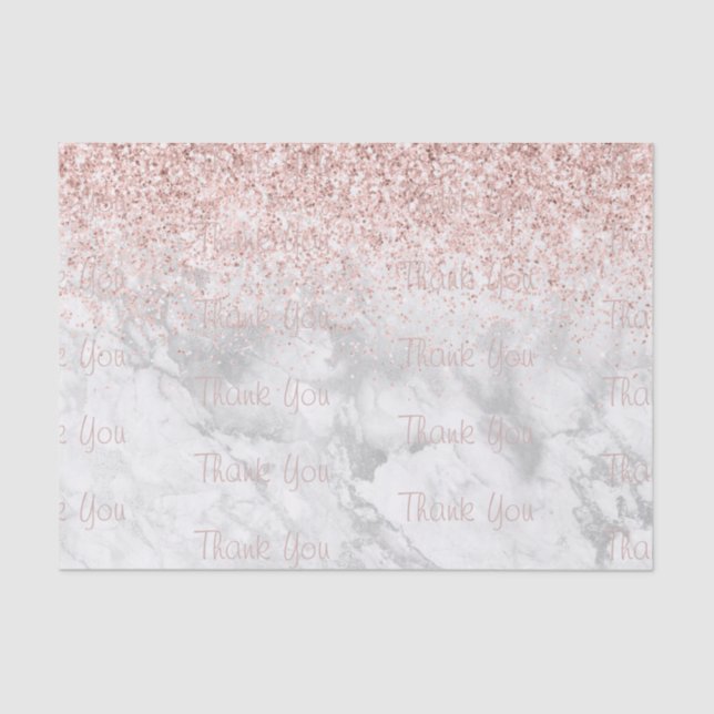  Pink Glitter Marble Decoupage Thank You Pattern Tissue Paper (Front)