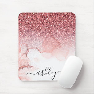 Pink Glitter Marble Mouse Pad