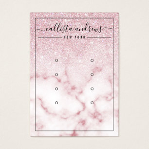 Pink Glitter Marble Ombre Earrings Display Card
