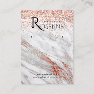 Pink glitter marble peach logo Earring Display Business Card