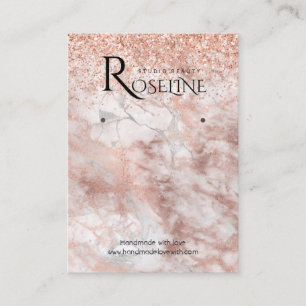 Pink glitter marble peach logo Earring Display Business Card