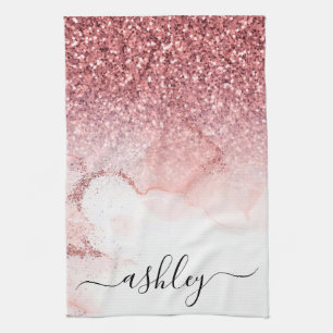Pink Glitter Marble Tea Towel