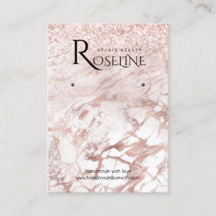 Pink glitter marble white Logo Earring Display Business Card