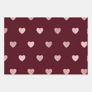 Pink Glitter Metallic Heart Red Purple Black Wrapping Paper Sheet