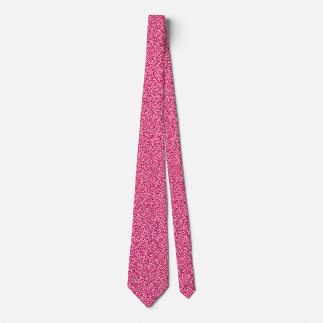 Pink Glitter Metallic Print Wedding Groomsmen Tie (Front)