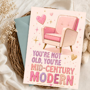 Pink Glitter Mid-Century Modern Birthday Card