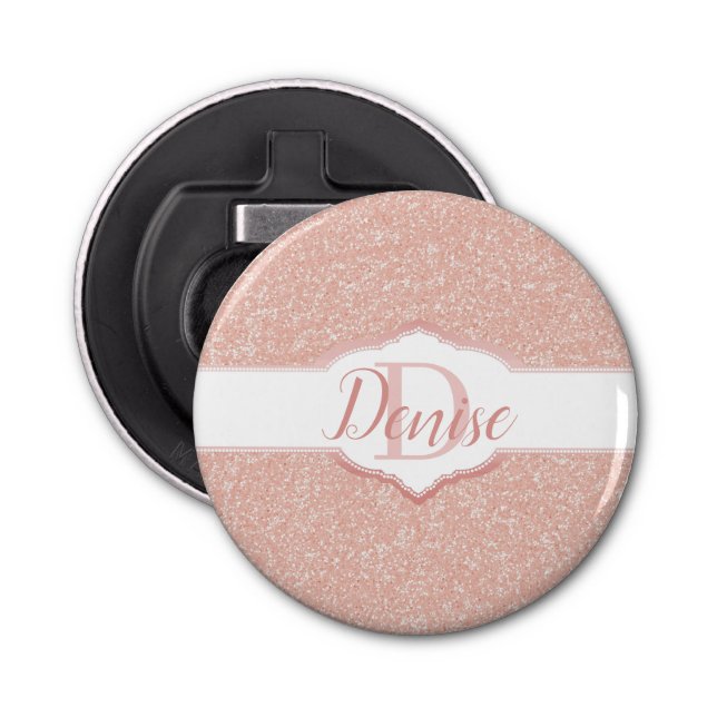 Pink Glitter Monogram Bottle Opener (Front)