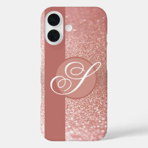 Pink Glitter Monogram iPhone 16 Case