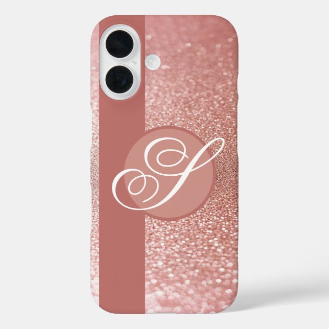 Pink Glitter Monogram Case-Mate iPhone Case (Back)