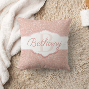 Pink Glitter Monogram Cushion
