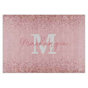 Pink Glitter Monogram Cutting Board