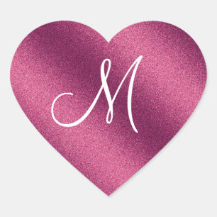 Pink Glitter Monogram Heart Sticker