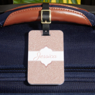 Pink Glitter Monogram Luggage Tag