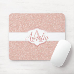 Pink Glitter Monogram Mouse Pad