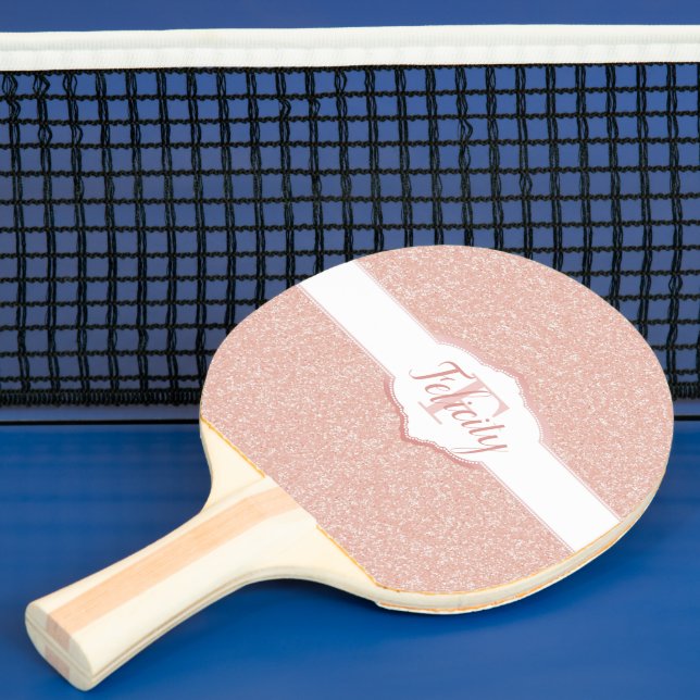 Pink Glitter Monogram Ping Pong Paddle (Insitu)