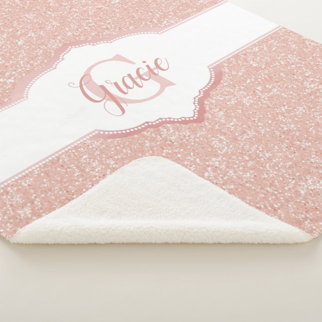 Pink Glitter Monogram Sherpa Blanket (3/4)