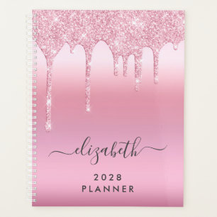 Pink Glitter Monogrammed Planner