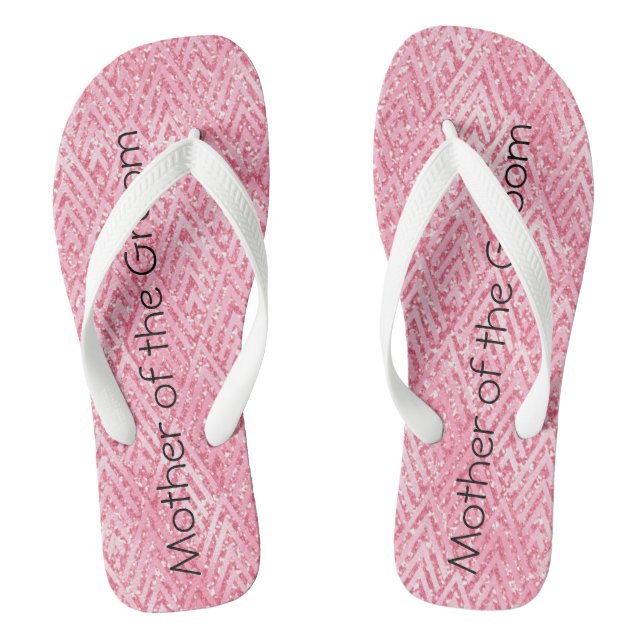 Pink Glitter Mother of the Bride Groom Gift Thongs (Footbed)