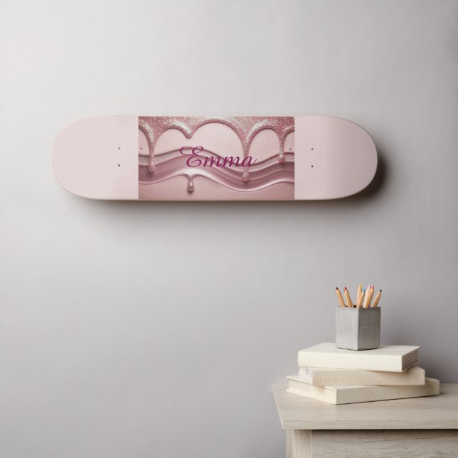 Pink Glitter Name Emma Skateboard (Wall Art (Horz))