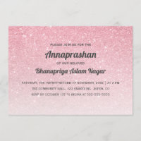 Pink Glitter Ombre Annaprashan First Rice