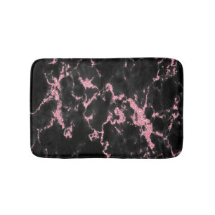 Pink Glitter On Black Background Bath Mat
