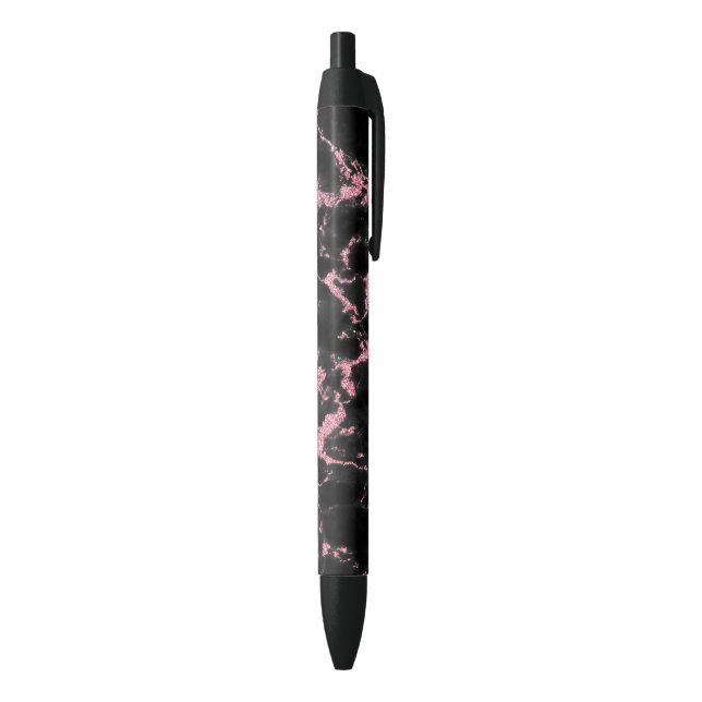 Pink Glitter Over Black Background Black Ink Pen (Bottom (Vertical))