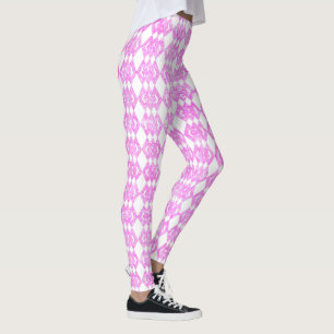 Pink Glitter Overlap Diamond Pattern Leggings