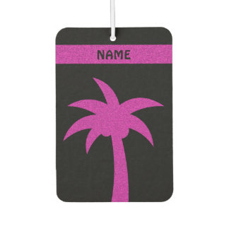 Pink Glitter Palm Tree with Custom Name Car Air Freshener