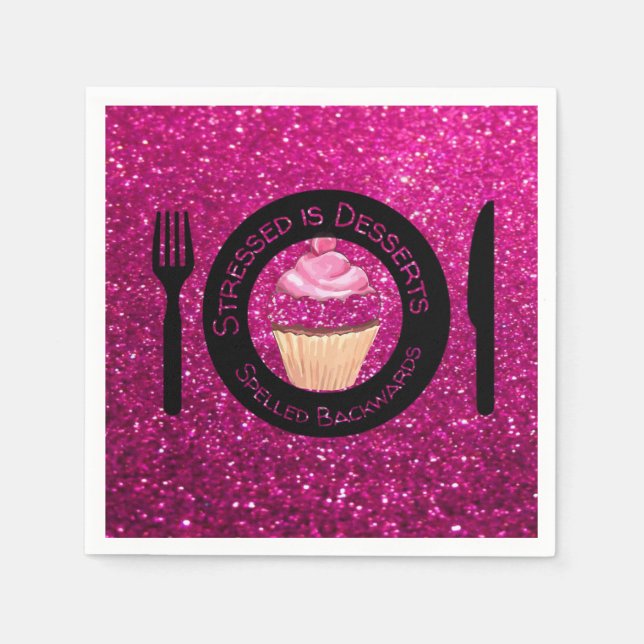 Pink Glitter Paper Napkins (Front)