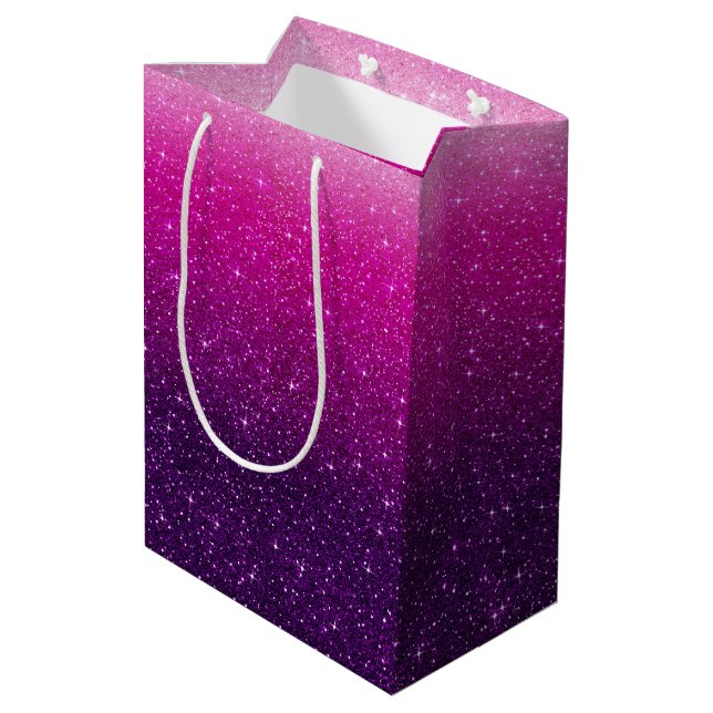 Pink Glitter Pattern Medium Gift Bag (Back Angled)