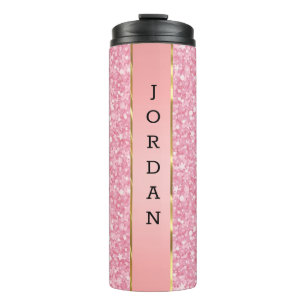 Pink Glitter Pattern Thermal Tumbler
