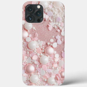 Pink Glitter Pearl Glam Bling iPhone 13 Pro Max Case