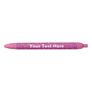 Pink glitter pen with personalised custom text