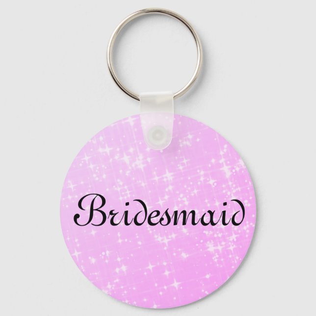 Pink Glitter Personalised Bridesmaid Key Ring (Front)