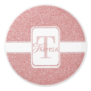 Pink Glitter Personalised Ceramic Pull