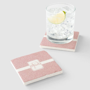 Pink Glitter Personalised Coaster