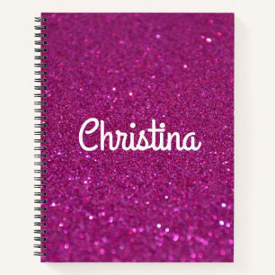 Pink Glitter Personalised Custom Name Cute Girls Notebook
