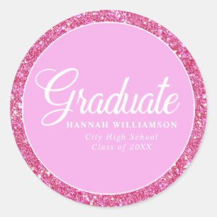 Pink Glitter Personalised Graduation Envelope Seal