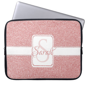 Pink Glitter Personalised Laptop Sleeve