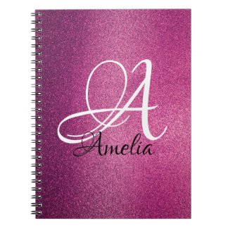 Pink Glitter Personalised Name & monogram notebook