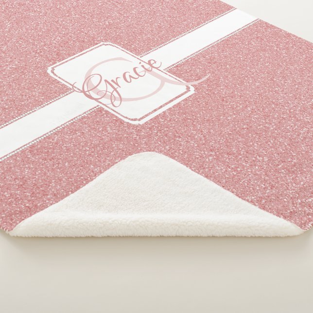 Pink Glitter Personalised Sherpa Blanket (3/4)