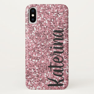Pink Glitter Personalised with Your Name. iPhone X Case