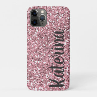Pink Glitter Personalised with Your Name. iPhone 11 Pro Case