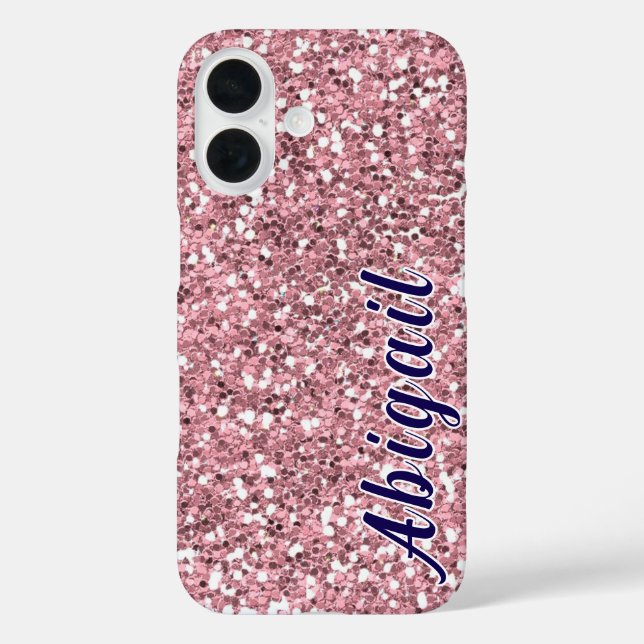 Pink Glitter Personalised with Your Name. Case-Mate iPhone Case (Back)