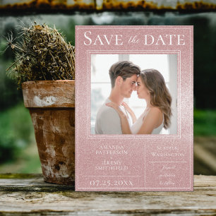 Pink Glitter Photo Save the Date