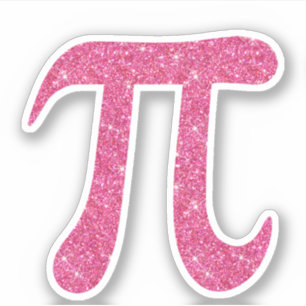 Pink glitter pi symbol stickers