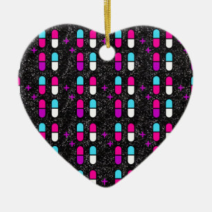 pink glitter pills ceramic tree decoration