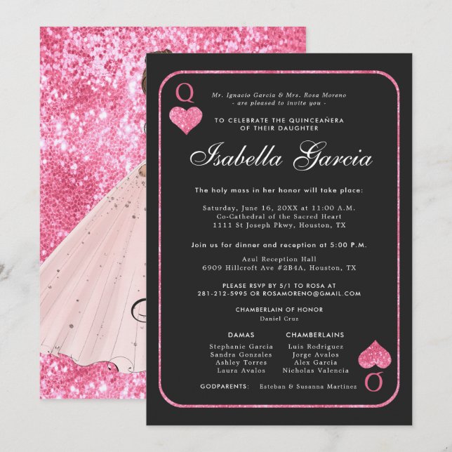 Pink Glitter Playing Card | Las Vegas Quinceañera (Front/Back)