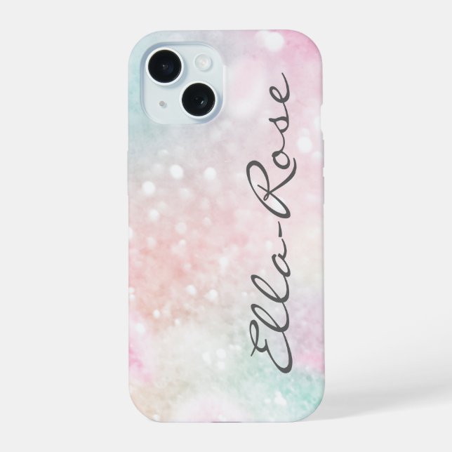 Pink Glitter Pretty Bokeh Pattern iPhone 15 Case (Back)