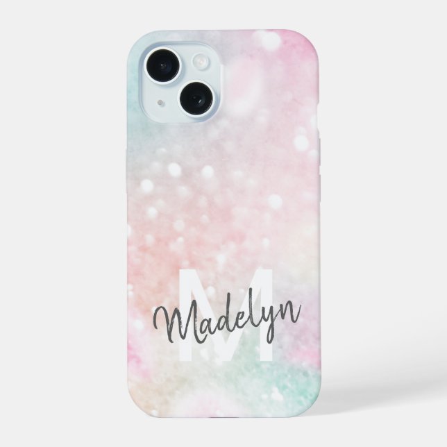 Pink Glitter Pretty Bokeh Pattern iPhone 15 Case (Back)